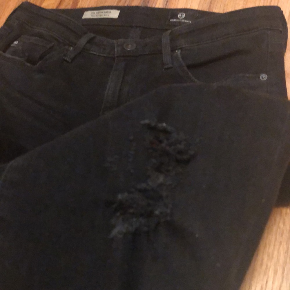 AG Stevie ankle jeans black skinny jeans with holes distressed size 26 - Picture 8 of 16